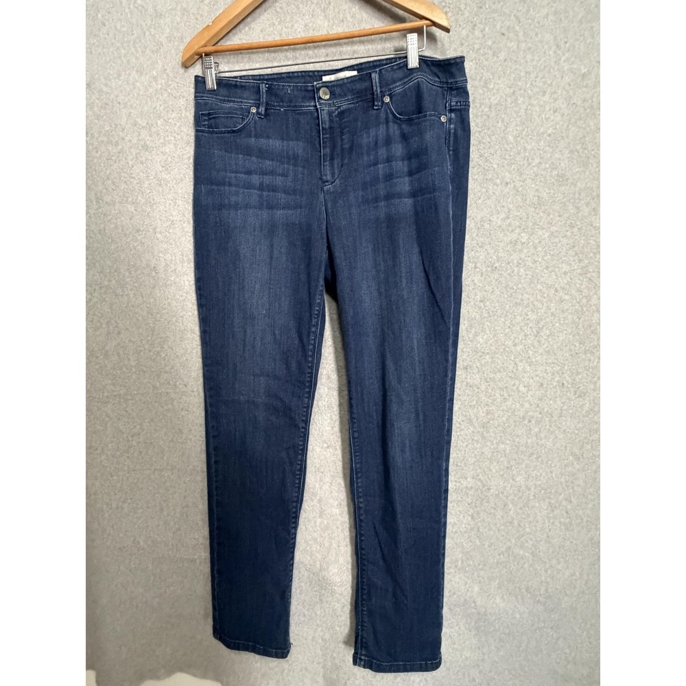 J Jill Jeans Womens 12 Blue Dark Wash Authentic Fit Slim Leg Stretch‎ Denim